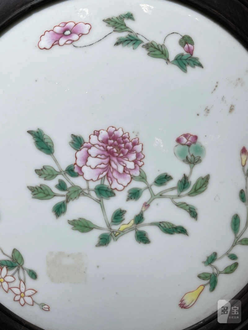 清乾隆 粉彩花卉纹瓷板 - 图4